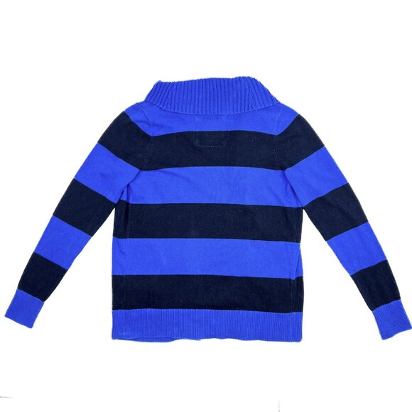 Y2K Vintage Rugby Cardigan Cotton Wool Cashmere Striped Rib Knit Size M - Picture 3 of 8